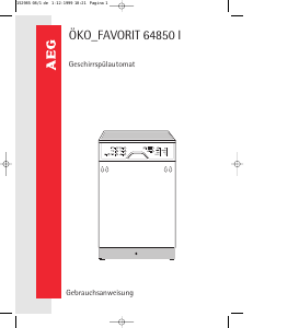 Bedienungsanleitung AEG F64850I-W Geschirrspüler