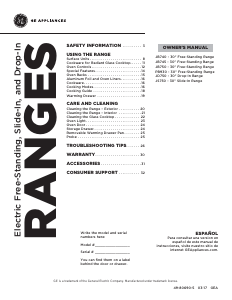 Manual GE JS750EF2ES Range