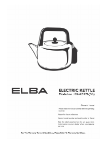 Manual Elba EK-K5226(SS) Kettle