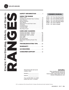 Manual GE JS750SF1SS Range