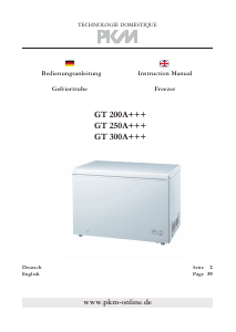 Manual PKM GT 300A+++ Freezer