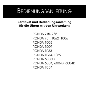 Bedienungsanleitung Bruno Söhnle Ronda 7004 Uhrwerk