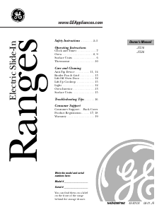 Manual GE JSS16V2AD Range