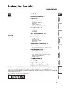 Manual Hotpoint TCL 780 G (UK) Dryer