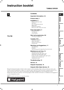 Handleiding Hotpoint TCL 780 P (UK) Wasdroger