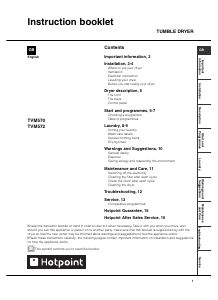 Manual Hotpoint TVM 572 P (UK) Dryer