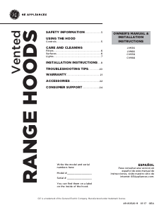 Manual GE JV936D5SS Cooker Hood