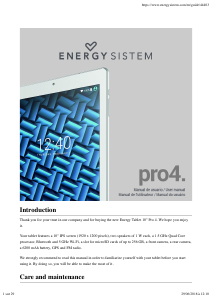 Manual Energy Sistem Pro 4 Tablet