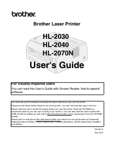 Manual Brother HL-2030 Printer