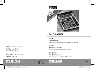 Mode d’emploi United Office IAN 102651 Calculatrice