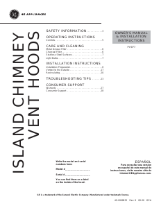 Manual de uso GE PV977N2SS Campana extractora