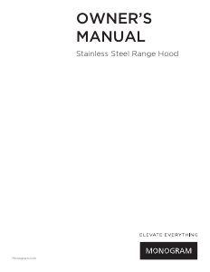 Manual Monogram ZV1050SF5SS Cooker Hood