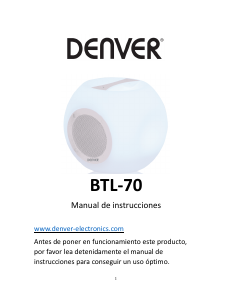 Manual de uso Denver BTL-70 Altavoz