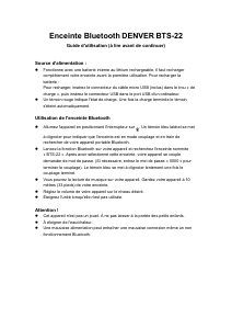 Mode d’emploi Denver BTS-22 Haut-parleur