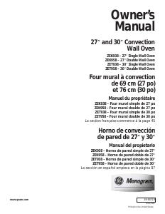 Manual de uso Monogram ZET958SM2SS Horno