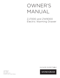 Handleiding Monogram ZW9000SJ1SS Warmhoudlade