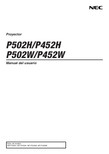 Manual de uso NEC P502W Proyector