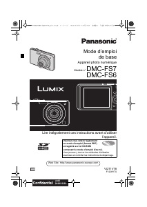 Mode d’emploi Panasonic DMC-FS6 Lumix Appareil photo numérique
