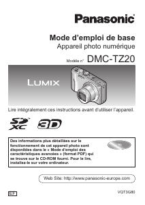 Mode d’emploi Panasonic DMC-TZ20 Lumix Appareil photo numérique