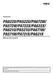 Manual de uso NEC PA622U Proyector