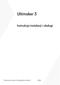 Instrukcja Ultimaker 3 Drukarka 3D