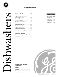 Manual GE EDW3000G03WW Dishwasher