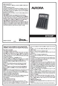 Manual Aurora DT910P Calculator