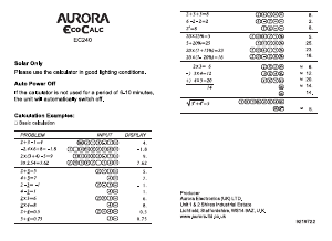 Manual Aurora EC240 Calculator