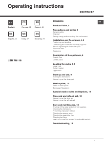 Manual Hotpoint-Ariston LSB 7M116 X EU Dishwasher