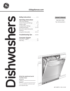 Manual GE GDWF160V00SS Dishwasher