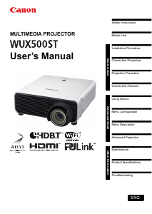 Manual Canon WUX500ST Projector