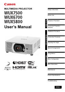 Manual Canon WUX6700 Projector