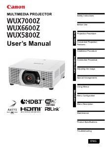 Manual Canon WUX5800Z Projector