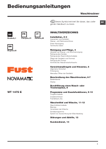 Manuale Fust Novamatic WT 1475 E Lavasciuga