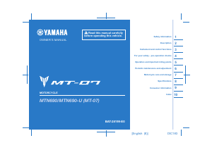 Manual Yamaha MT07 (2021) Motorcycle