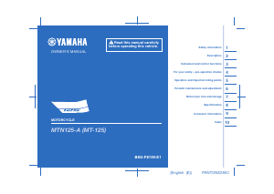 Manual Yamaha MT125 (2021) Motorcycle