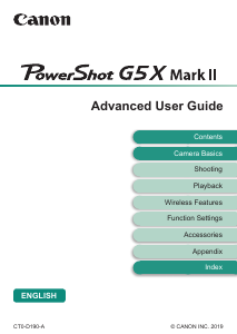 Manual Canon PowerShot G5 X Mark II Digital Camera