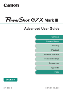Manual Canon PowerShot G7 X Mark III Digital Camera
