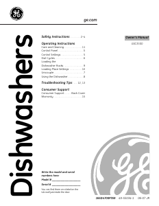 Handleiding GE GSC3500R00BB Vaatwasser