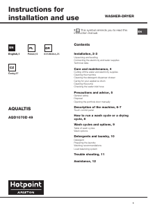 Εγχειρίδιο Hotpoint-Ariston AQD1070D 49 EU/B Aqualtis Πλυντήριο-Στεγνωτήριο