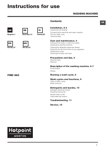 Bruksanvisning Hotpoint-Ariston FMD 863 SK Vaskemaskin