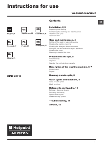 Instrukcja Hotpoint-Ariston RPD 927 DX EU Pralka