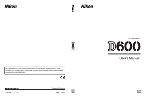 Manual Nikon D600 Digital Camera