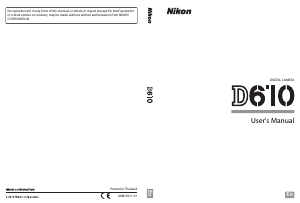 Manual Nikon D610 Digital Camera