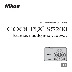 Vadovas Nikon Coolpix S5200 Skaitmeninis fotoaparatas