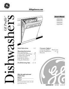 Manual GE PDW7300G00WW Dishwasher