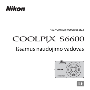 Vadovas Nikon Coolpix S6600 Skaitmeninis fotoaparatas