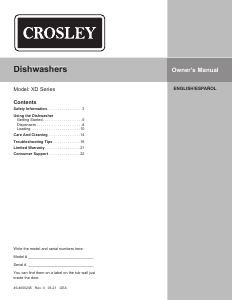Manual de uso Crosley XDF400PGN0BB Lavavajillas