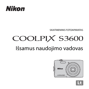 Vadovas Nikon Coolpix S3600 Skaitmeninis fotoaparatas