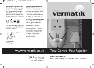 Manual Vermatik ACP71S Pest Repeller